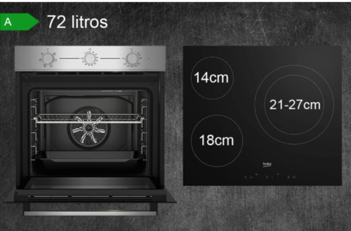 Beko BBSE12120XD - Conjunto de horno y placa 6 funciones y 3 zonas