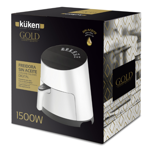 FREIDORA SIN ACEITE BLANCA 1500W 3.5L KÜKEN GOLD 34444' REF.: 34444