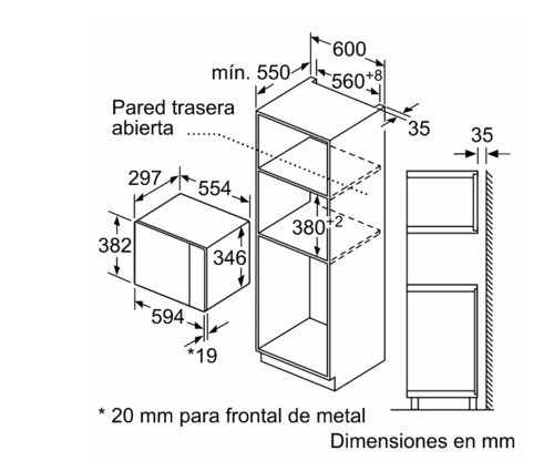 MICROONDAS INTEGRABLE BALAY 3CP5002N2 60X38 CM 20L