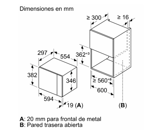 MICROONDAS INTEGRABLE BALAY 3CP5002N2 60X38 CM 20L