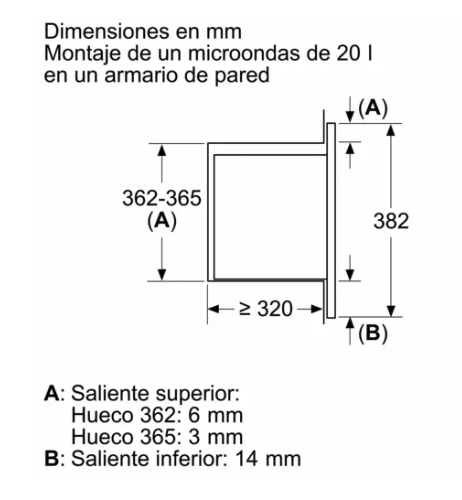 MICROONDAS INTEGRABLE BALAY 38X60 3CG6112X3 20L