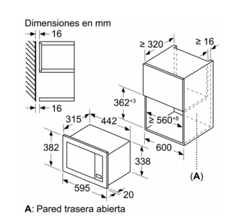 MICROONDAS INTEGRABLE BALAY 38X60 3CG6112X3 20L