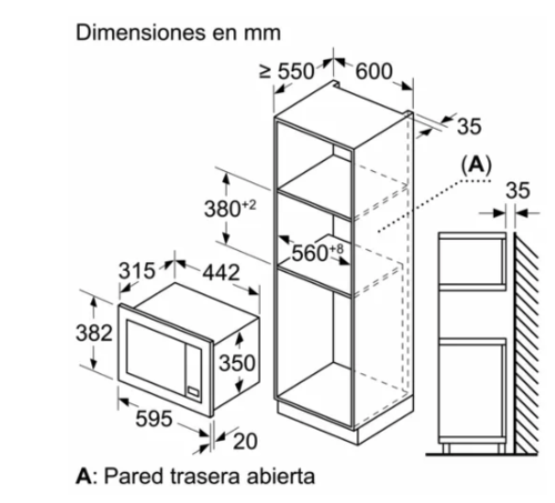 MICROONDAS INTEGRABLE BALAY 38X60 3CG6112X3 20L