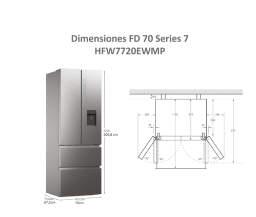 Haier Frigorífico americano Haier WIFI, Dispensador - FD 70 Series 7 - HFW7720EWMP