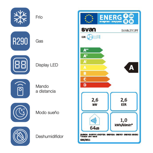 AIRE ACONDICIONADO PORTATIL SVAN 2200 FRIGORIAS SVAN291PF