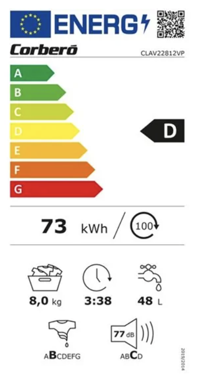 LAVADORA CORBERO 8KG CLAV22812VP
