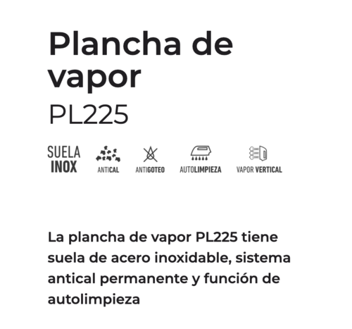 'PLANCHA DE VAPOR PL225 JATA