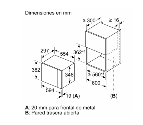 MICROONDAS INTEGRABLE SIEMENS BF520LMR0 IQ300 60X38CM ACERO INOXIDABLE