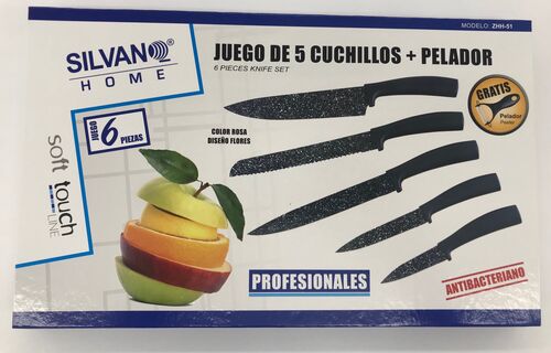 JUEGO DE 5 CUCHILLOS + PELADOR GRANITO 48ZHH51