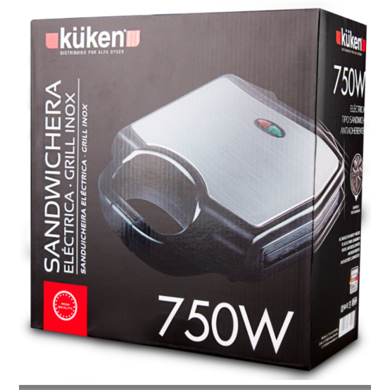 SANDWICHERA ELECTRICA KUKEN 33545 INOX 750W 2P