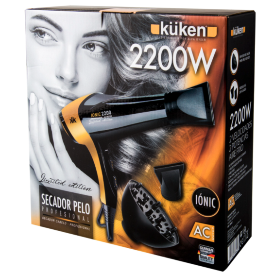 SECADOR PELO NEGRO/DORADO KUKEN 33842 2200W AC