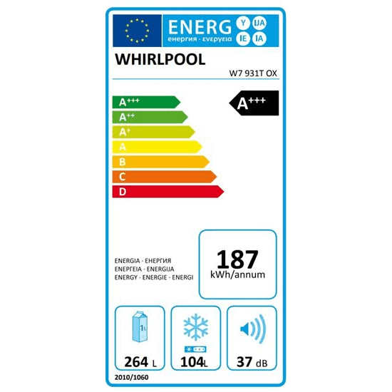 FRIGO COMBI WHIRLPOOL 2mts inox W7931TOX