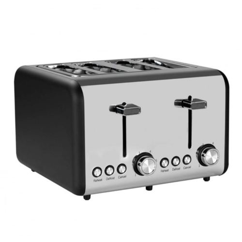 TOSTADOR RETRO 4 REBANADAS 1500W NEGRO PLATA REF 26114 DAYRON