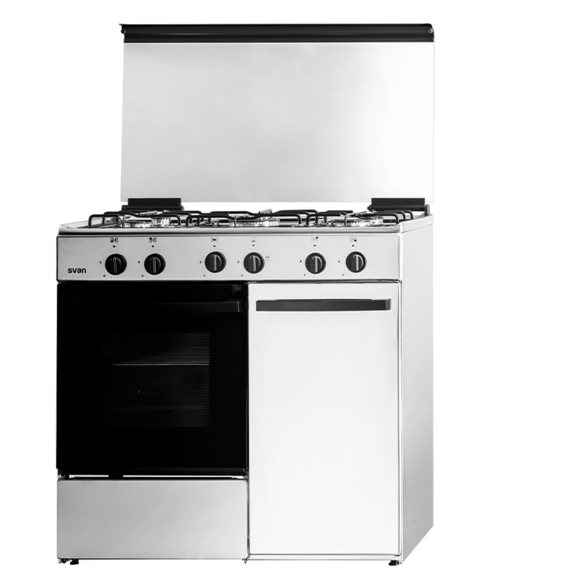 Cocina de gas Svan SVK9561GX 5 fogones 60L con portabombonas inox/negro 90  cm