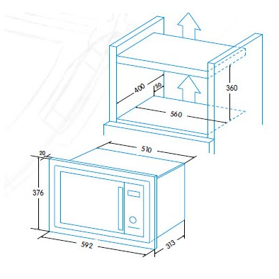 MICROONDAS ENCASTRE EDESA EMW2020IX 20L ACERO INOX